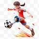 亚运会3D人物竞技比赛红衣女子在踢足球