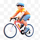 亚运会3D人物竞技比赛蓝帽黄衣男子骑单车