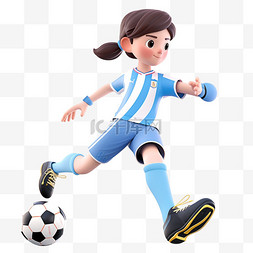 足球人物图片_亚运会3D人物竞技比赛蓝白球衣女