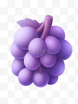紫色蓝背景图片_3d图标卡通元素葡萄