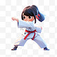 亚运会3D人物竞技比赛可爱少女打跆拳道