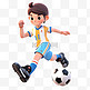 亚运会3D人物竞技比赛蓝短裤女子踢足球