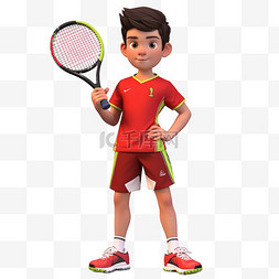 男生打网球图片_亚运会3D人物竞技比赛红衣男子打