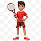 亚运会3D人物竞技比赛红衣男子打网球