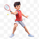 亚运会3D人物竞技比赛红色上衣男孩打网球