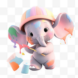 大象抱小象图片_3d小象可爱元素卡通