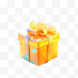 黄色礼物礼盒丝带写实元素装饰图