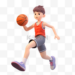 篮球体育竞技图片_亚运会3D人物竞技比赛红衣男生打