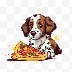 卡通双拼披萨图片_狗也喜欢披萨