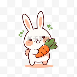 胡萝卜手绘背景图片_可爱卡通兔子胡萝卜元素