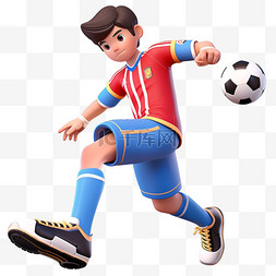 足球比赛体育图片_亚运会3D人物竞技比赛短发红衣少