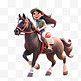 亚运会3D人物竞技比赛绿衣女孩骑马