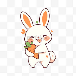 可爱兔子胡萝卜卡通手绘元素