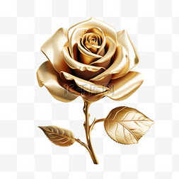 浅金色单支玫瑰侧面写实元素装饰