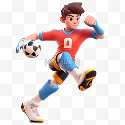 踢足球图片_亚运会3D人物竞技比赛红色上衣男