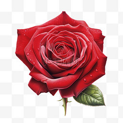 红色玫瑰露水新鲜写实元素装饰图