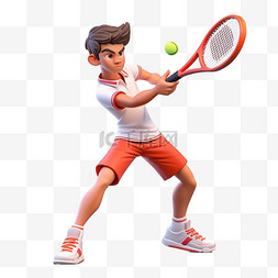 白色网球图片_亚运会3D人物竞技比赛白色短袖男