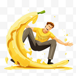 在香蕉皮上滑倒