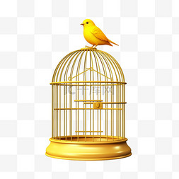 笼子卡通图片_关在笼子里的黄色鸟