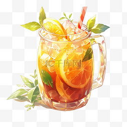 夏季冰爽解暑橙汁红茶饮品