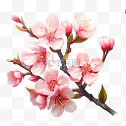 写实春天元素图片_春天春季桃花桃树枝桃红色写实元