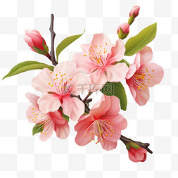 不规则剪纸图案图片_春天春季桃花多个花朵渐变粉写实