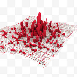 地图上显示素材图片_折叠城市地图上的红色方向指针