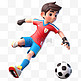 亚运会3D人物竞技比赛蓝色短裤男孩踢足球