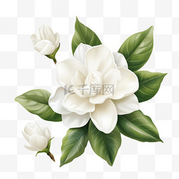 真实花朵图片_栀子花花苞白色写实元素装饰图案