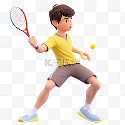男生打网球图片_亚运会3D人物竞技比赛黄衣男孩打