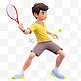 亚运会3D人物竞技比赛黄衣男孩打网球