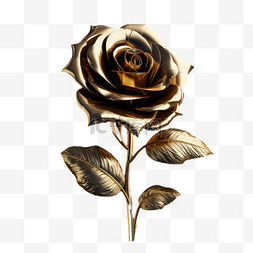 金色玫瑰单支写实元素装饰图案