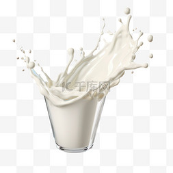 水牛奶牛奶图片_牛奶白色泼溅的水写实AI元素装饰