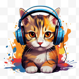 听音乐手绘图片_听音乐的猫