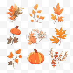 秋天贴纸蔬菜卡通手绘元素
