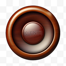 木头质感圆形按钮写实AI元素装饰