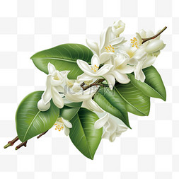 一枝桂花图片_白色桂花一枝花朵植物写实AI元素