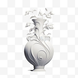 白色花瓶瓷器花枝写实AI元素装饰