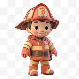 消防员儿童卡通元素3d