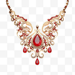 女式项链图片_红宝石项链华丽珠宝首饰AI元素装