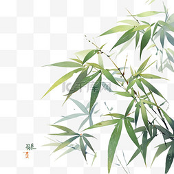 竹子手绘古典竹叶元素