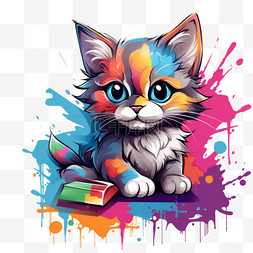 艺术家在墙上涂鸦一只猫