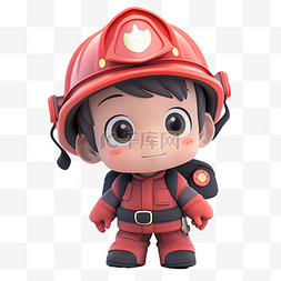 可爱儿童消防员卡通3d元素