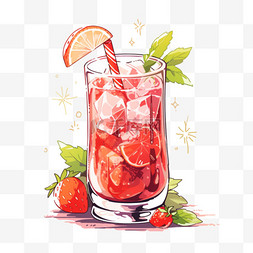 夏季果汁手绘图片_卡通果汁冷饮元素夏季