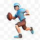 亚运会3D人物竞技比赛男子带橄榄球奔跑