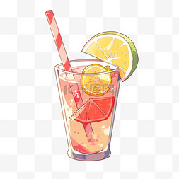 夏季果汁手绘图片_卡通果汁元素冷饮夏季