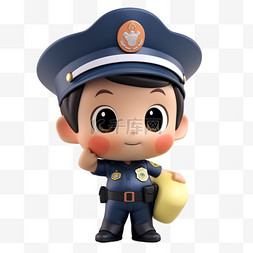 男孩交警3d元素