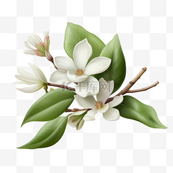 桂花植物图片_花桂花白色小花写实AI元素装饰图
