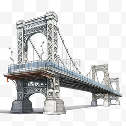 桥手绘桥梁现代写实AI元素装饰图