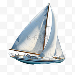 扬帆的帆船写实AI元素装饰图案